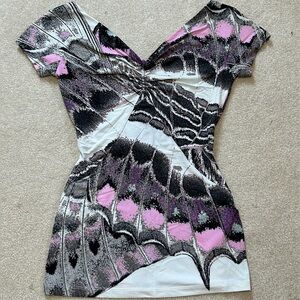 Roberto Cavalli Black and Pink Butterfly top